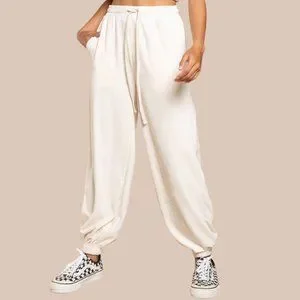 POL Versatile and Stylish Velour Cream Beige Jogger Outfit